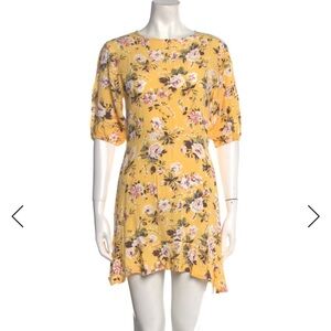 Faithfull the Brand Yellow Floral High Low Dress
